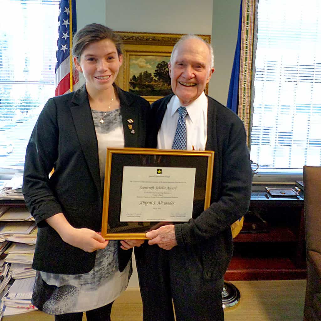 LTG Scowcroft with Abby Alexander, Scowcroft Scholar